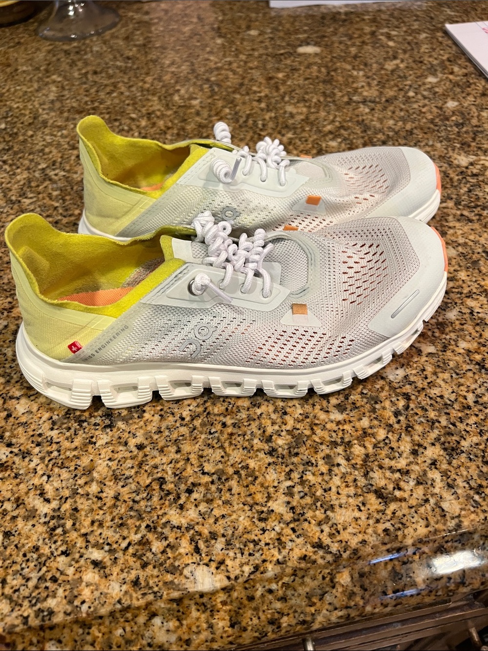 On Running Women's Lightweight White and Yellow Athletic Sneakers 6.5